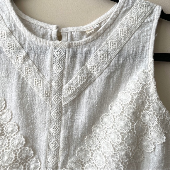 Cute Cream Woven Lace Boho Crop Top Bow Back - Picture 3 of 9